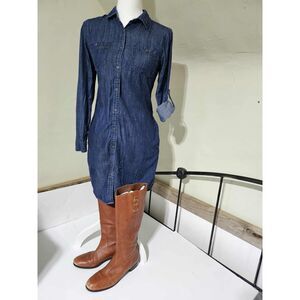 Banana Republic Denim Shirt Dress | Size 2 | Button Front Chambray | Roll sleeve